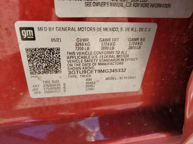 2021 GMC SIERRA K15 - 3GTU9CET9MG345332