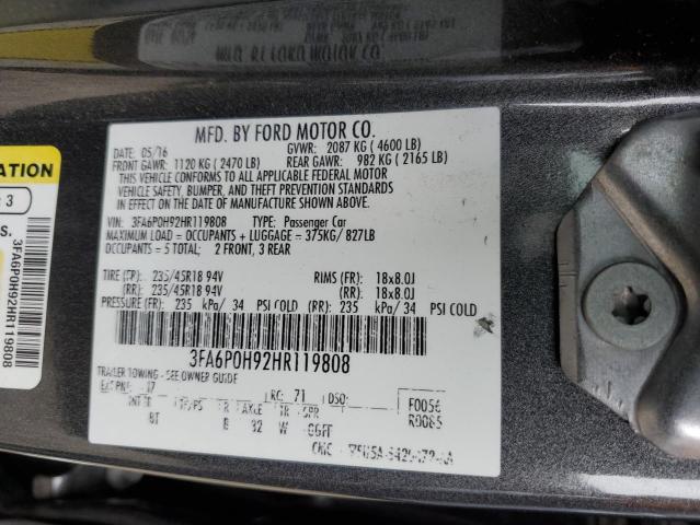 2017 FORD FUSION SE - 3FA6P0H92HR119808