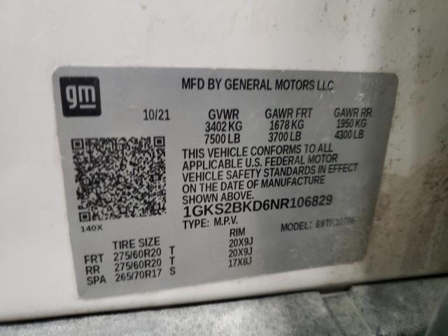 2022 GMC YUKON SLT 1GKS2BKD6NR106829