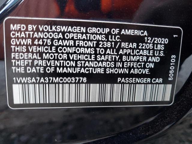2021 VOLKSWAGEN PASSAT SE 1VWSA7A37MC003776