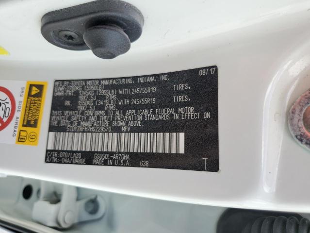 2017 TOYOTA HIGHLANDER - 5TDYZRFH7HS229570