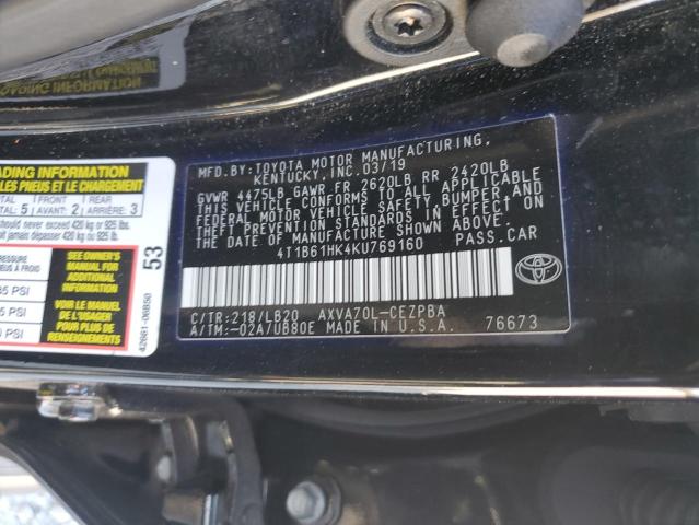 2019 TOYOTA CAMRY XSE - 4T1B61HK4KU769160