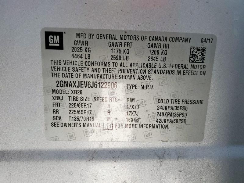 2018 CHEVROLET EQUINOX LT - 2GNAXJEV6J6122906