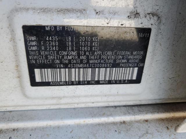 2012 SUBARU LEGACY 2.5 - 4S3BMBA67C3008692