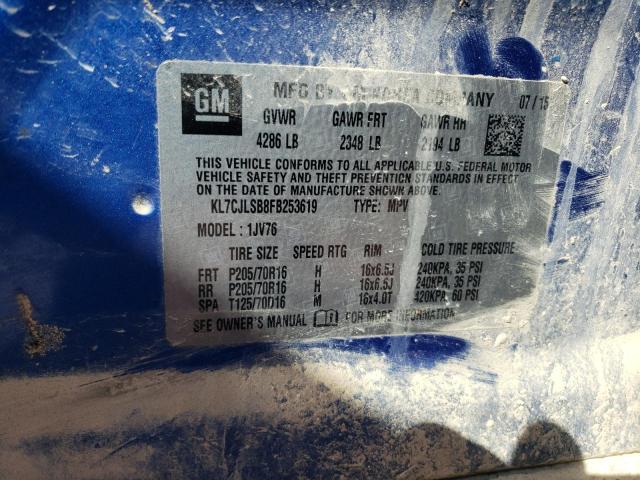 2015 CHEVROLET TRAX 1LT - KL7CJLSB8FB253619