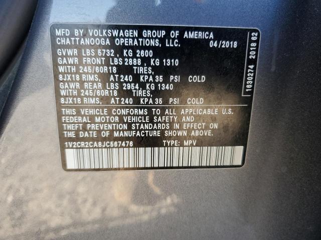 2018 VOLKSWAGEN ATLAS SE - 1V2CR2CA8JC567476