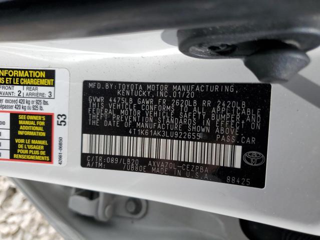 4T1K61AK3LU922655 2020 TOYOTA CAMRY