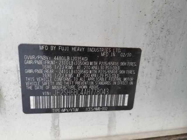 2010 SUBARU FORESTER X - JF2SH6BC4AH778043