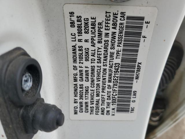 2016 HONDA CIVIC 19XFC1F7XGE219433