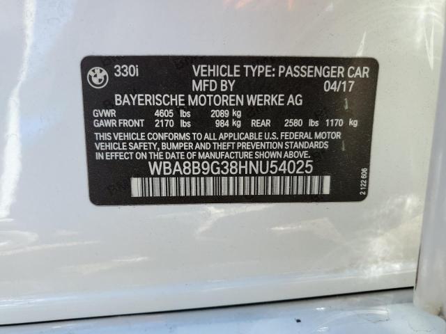 2017 BMW 330 I WBA8B9G38HNU54025