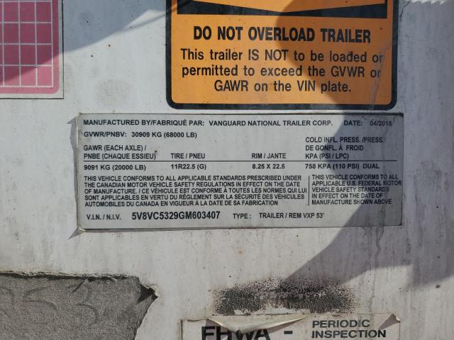 2016 VANGUARD TRAILER #3287542014