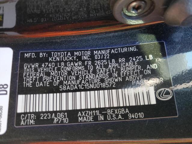 2022 LEXUS ES 300H BA 58ADA1C15NU018572