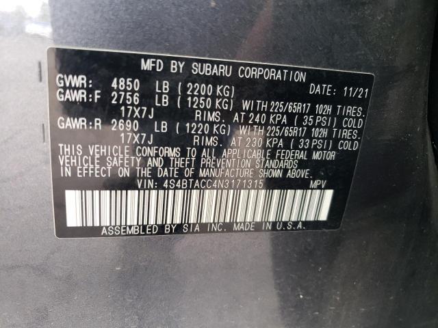 2022 SUBARU OUTBACK PR - 4S4BTACC4N3171315
