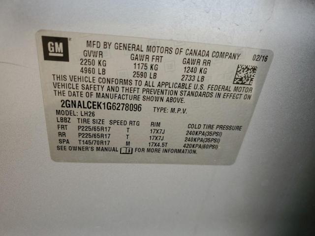 2016 CHEVROLET EQUINOX LT - 2GNALCEK1G6278096