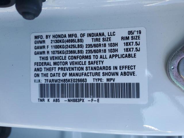 2019 HONDA CR-V EXL - 7FARW2H85KE026663