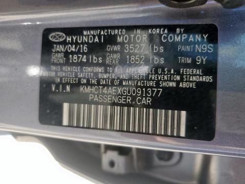 2016 HYUNDAI ACCENT KMHCT4AEXGU091377