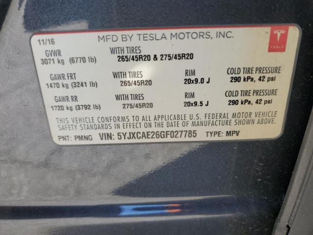 2016 TESLA MODEL X - 5YJXCAE26GF027785