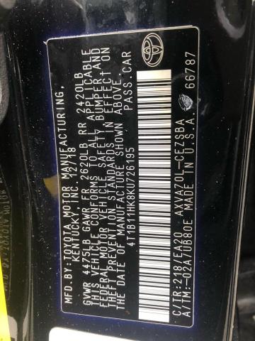 2019 TOYOTA CAMRY L 4T1B11HK8KU726195