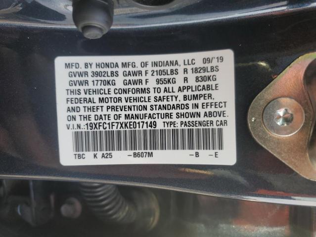 2019 HONDA CIVIC EXL - 19XFC1F7XKE017149