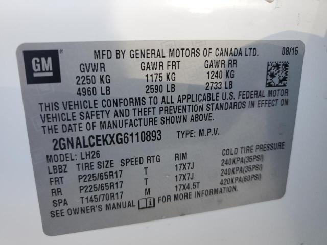 2016 CHEVROLET EQUINOX LT - 2GNALCEKXG6110893