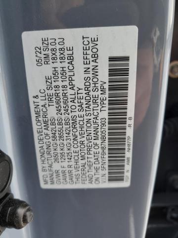 2022 HONDA PILOT TRAI 5FNYF6H87NB057903