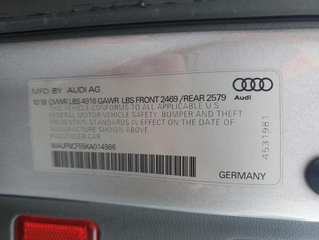 2019 AUDI A5 PRESTIG WAUFNCF55KA014986