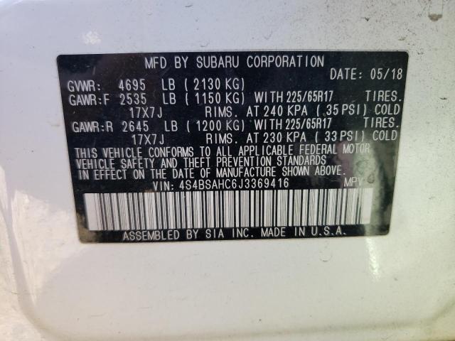 2018 SUBARU OUTBACK 2. - 4S4BSAHC6J3369416