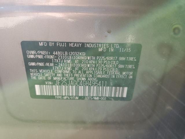 2016 SUBARU FORESTER 2 - JF2SJAGC4GH495411