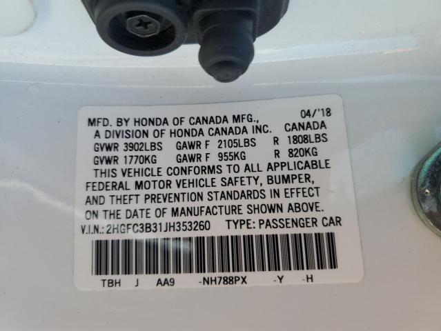 2018 HONDA CIVIC EX - 2HGFC3B31JH353260