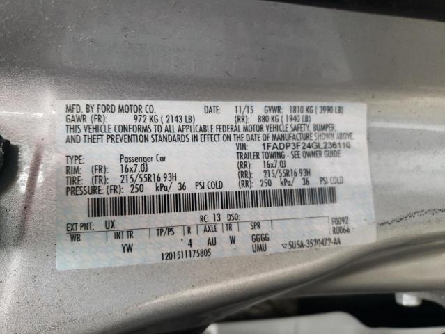 2016 FORD FOCUS SE - 1FADP3F24GL236110