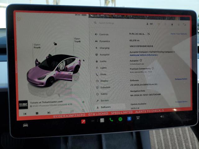 2022 TESLA MODEL 3 - 5YJ3E1EA3NF330312