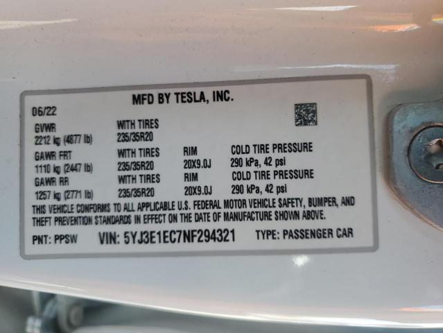 2022 TESLA MODEL 3 - 5YJ3E1EC7NF294321