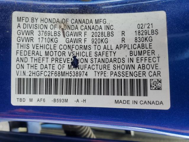 2021 HONDA CIVIC LX - 2HGFC2F68MH538974