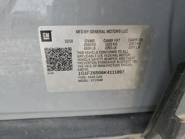 2019 CHEVROLET BOLT EV PR - 1G1FZ6S06K4111897