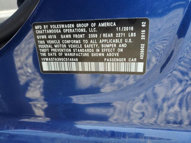 2016 VOLKSWAGEN PASSAT S - 1VWAS7A39GC014646