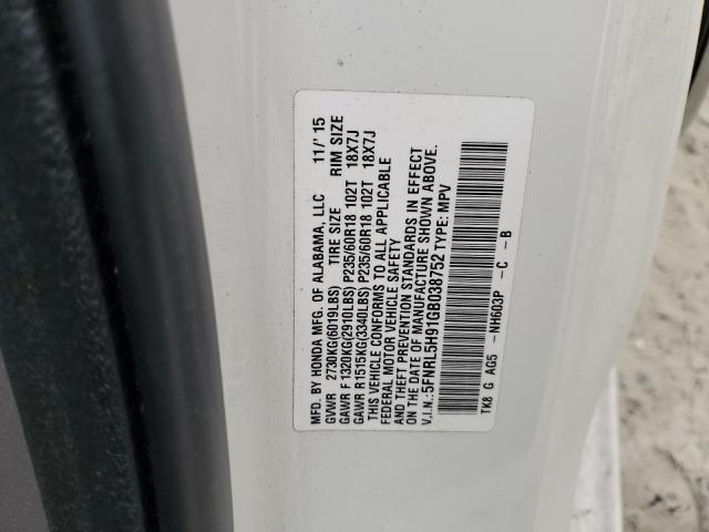 2016 HONDA ODYSSEY TO - 5FNRL5H91GB038752