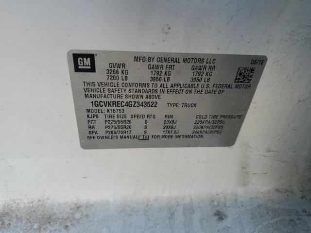 2016 CHEVROLET SILVERADO - 1GCVKREC4GZ343522
