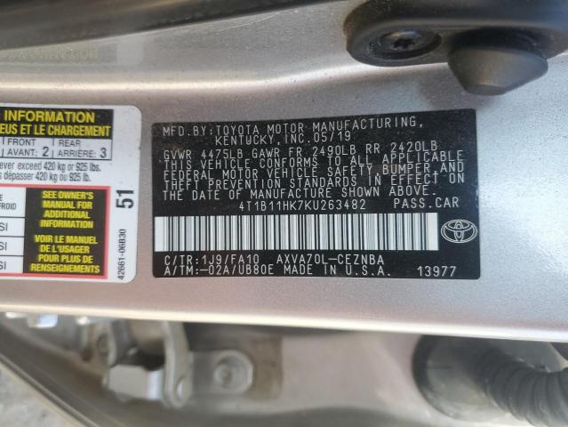 2019 TOYOTA CAMRY L - 4T1B11HK7KU263482