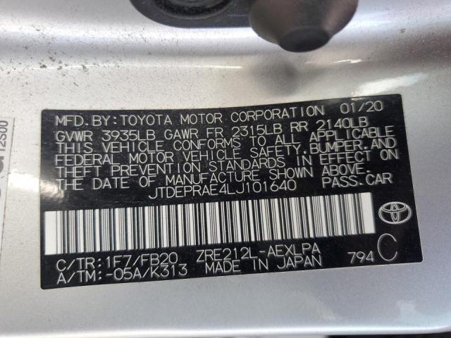 2020 TOYOTA COROLLA LE #3290244256