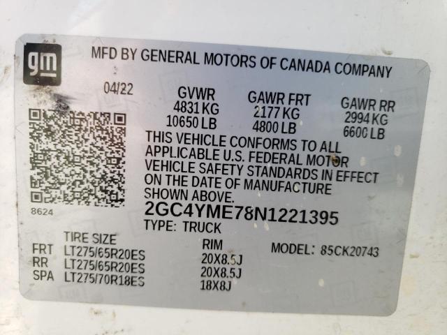 2022 CHEVROLET SILVERADO - 2GC4YME78N1221395