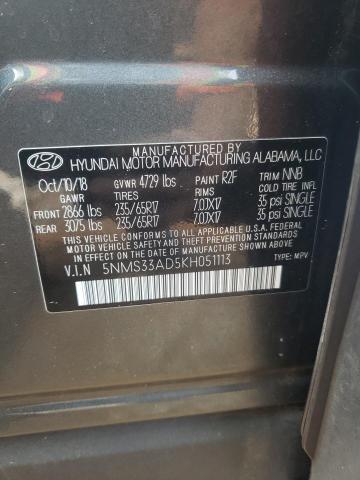 2019 HYUNDAI SANTA FE S 5NMS33AD5KH051113