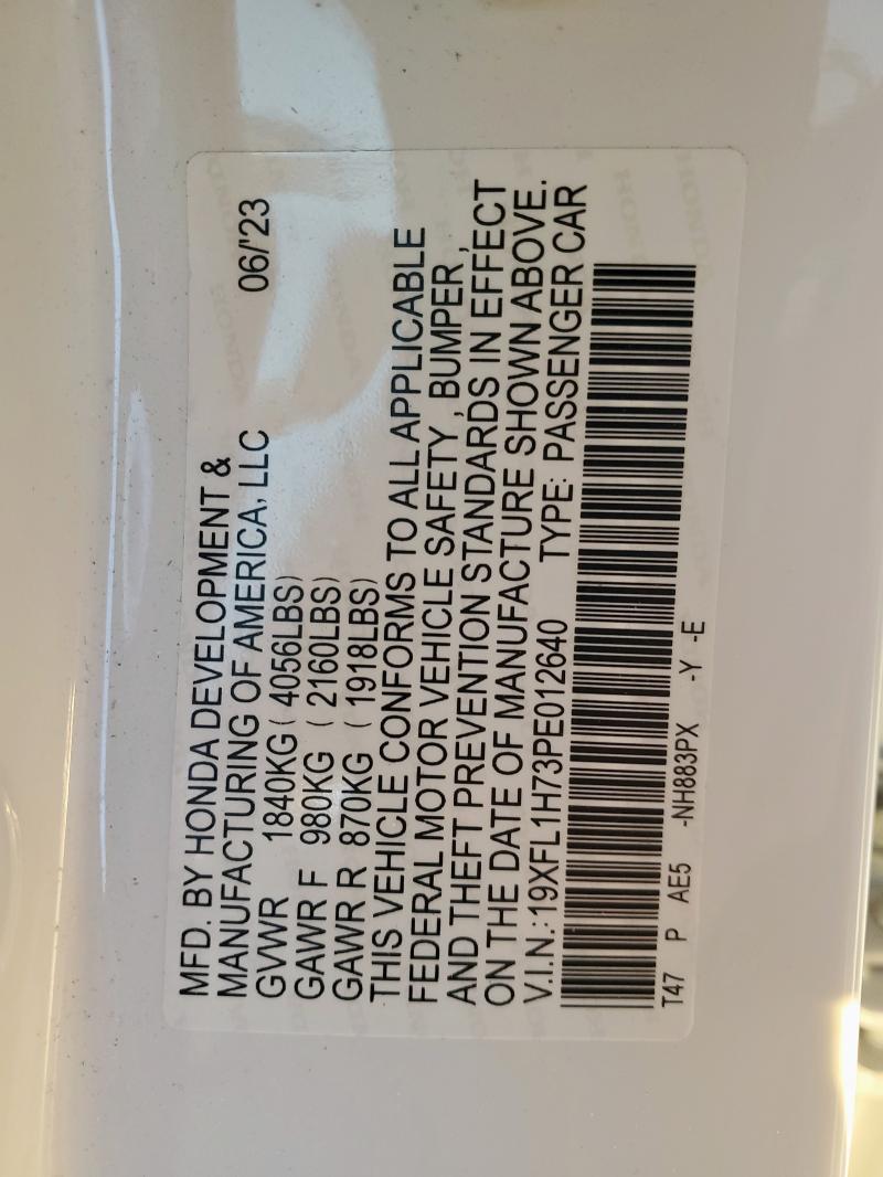 2023 HONDA CIVIC EXL - 19XFL1H73PE012640