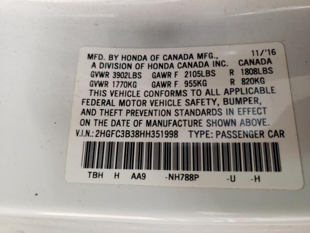 2017 HONDA CIVIC EX - 2HGFC3B38HH351998