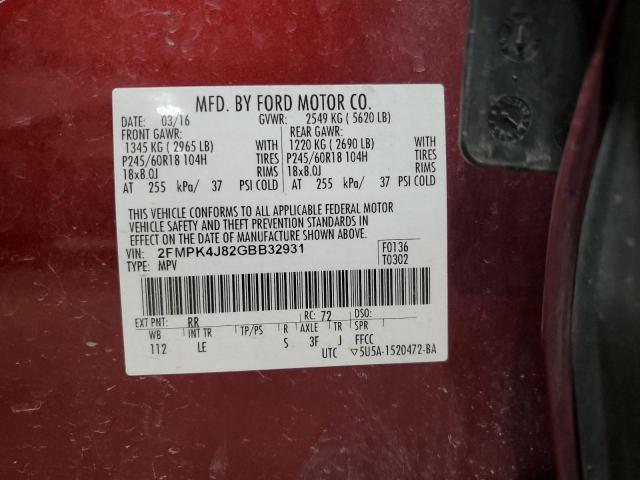 2016 FORD EDGE SEL - 2FMPK4J82GBB32931