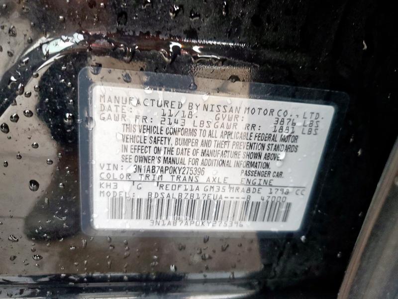 2019 NISSAN SENTRA S 3N1AB7AP0KY275396