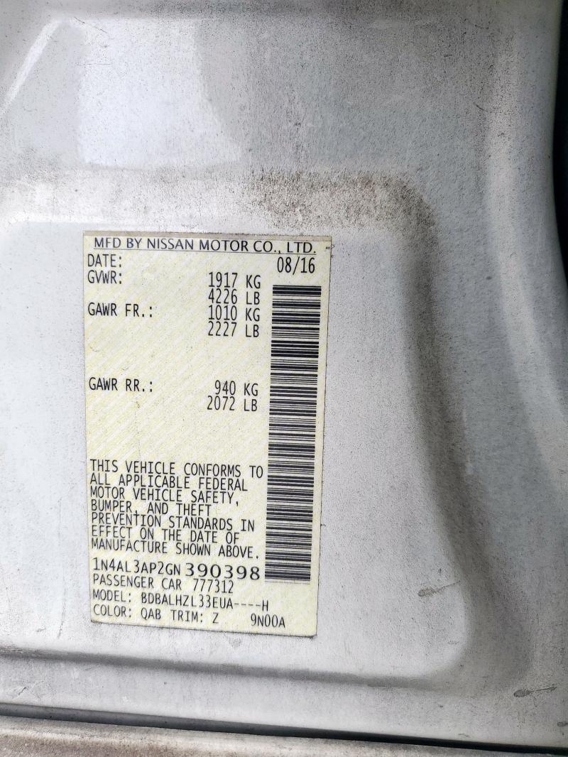 2016 NISSAN ALTIMA 2.5 - 1N4AL3AP2GN390398