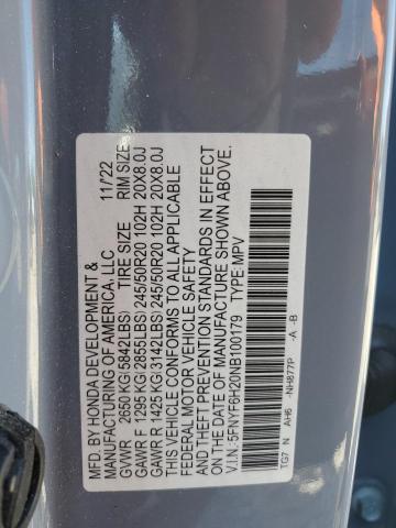 2022 HONDA PILOT SE - 5FNYF6H20NB100179