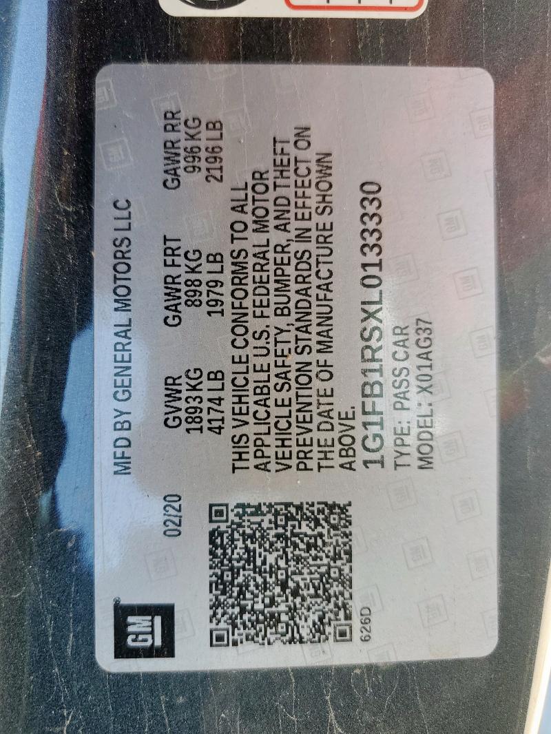 2020 CHEVROLET CAMARO LS 1G1FB1RSXL0133330