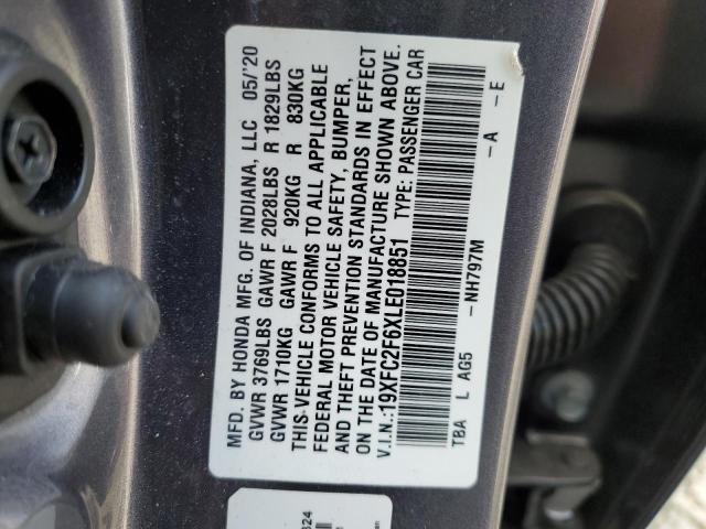 2020 HONDA CIVIC LX - 19XFC2F6XLE018851