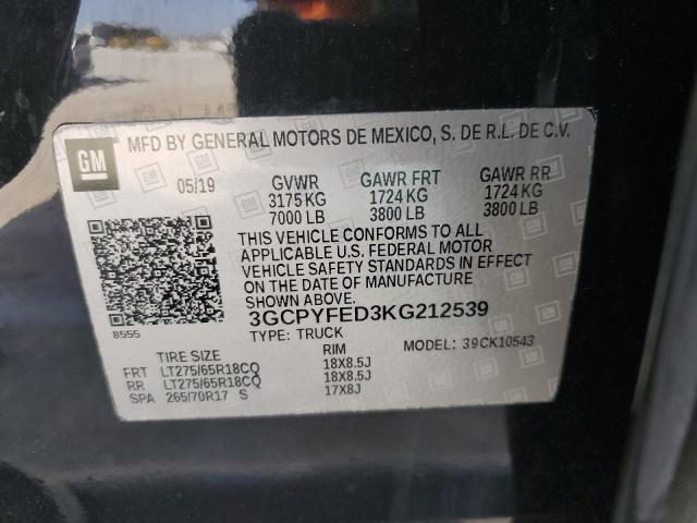2019 CHEVROLET SILVERADO - 3GCPYFED3KG212539